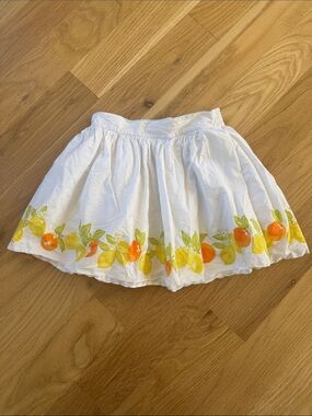 Janie and Jack 🍊🍋 White Skirt with Lemon & Oranges Scalloped Border size 5